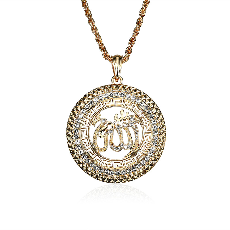 Elegant Gold Color Round Shape Decorated Necklace,Pendants