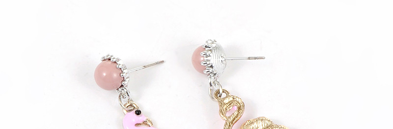 Fashion Pink Flamingo Shape Decorated Earrings,Drop Earrings