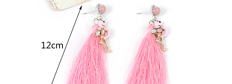 Lovely Pink Flamingo Shape Decorated Tassel Earrings,Drop Earrings