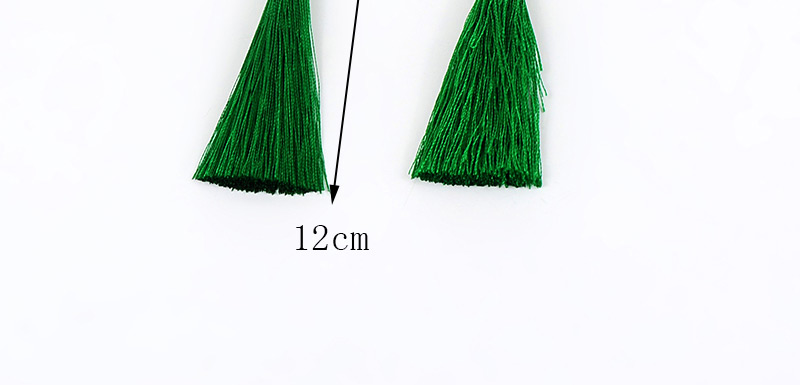 Retro Green Triangle Decorated Tassel Earrings,Drop Earrings