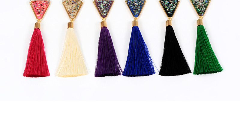 Retro Purple Triangle Decorated Tassel Earrings,Drop Earrings