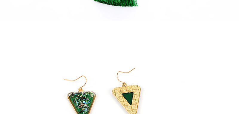 Retro Beige Triangle Decorated Tassel Earrings,Drop Earrings