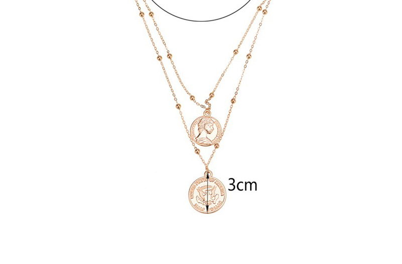 Fashion Gold Color Coin Shape Decorated Doubla Layer Necklace,Multi Strand Necklaces