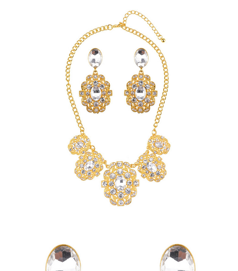 Luxury Gun Black Round Shape Diamond Decorated Jewelry Sets,Jewelry Sets