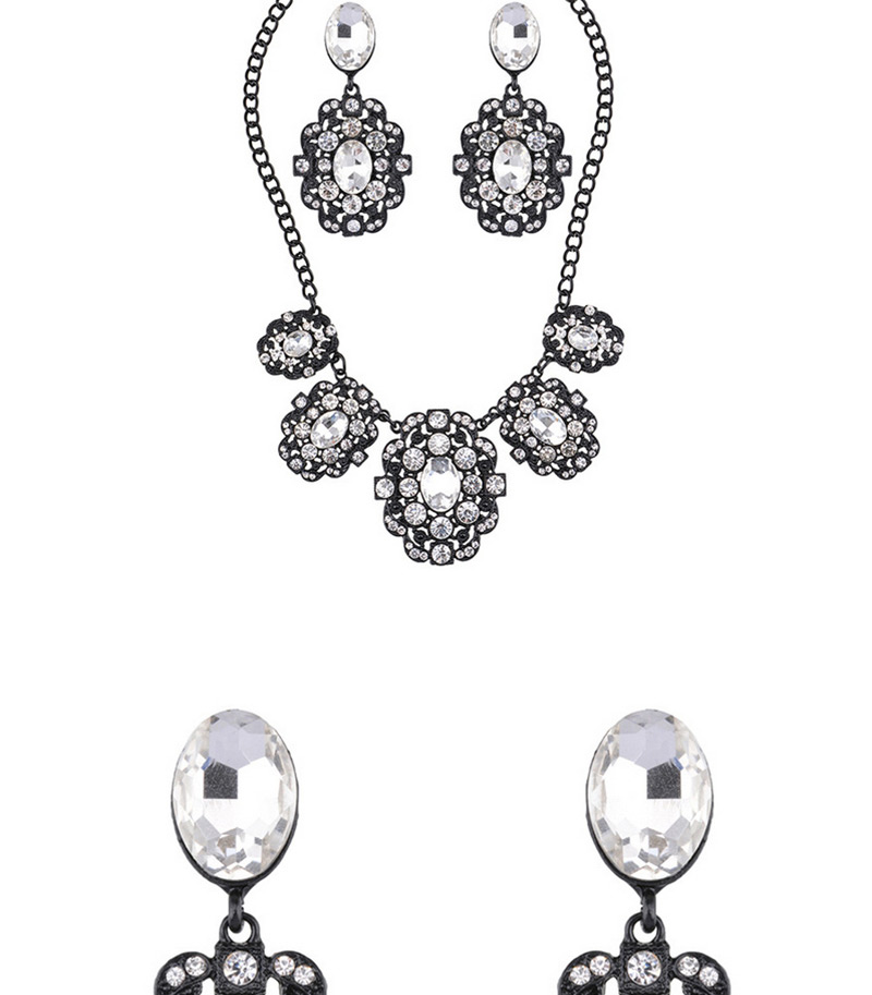 Luxury Gun Black Round Shape Diamond Decorated Jewelry Sets,Jewelry Sets
