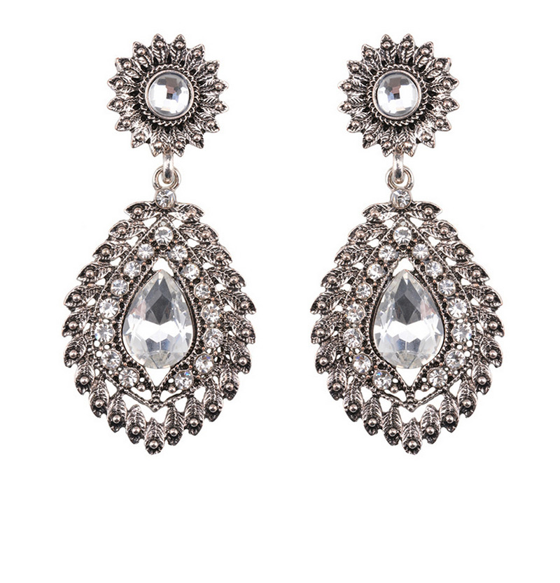 Luxury Silver Color Waterdrop Shape Diamond Decorated Jewelry Sets,Jewelry Sets