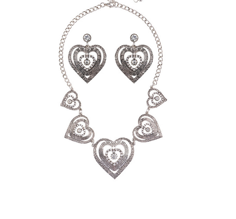 Vintage Silver Color Heart Shape Decorated Jewelry Sets,Jewelry Sets