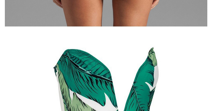 Fashion Green Leaf Shape Decorated Swimwear,One Pieces
