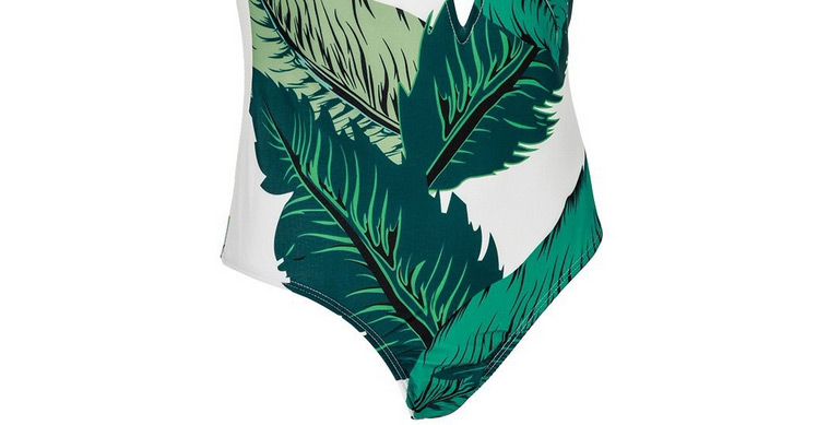 Fashion Green Leaf Shape Decorated Swimwear,One Pieces