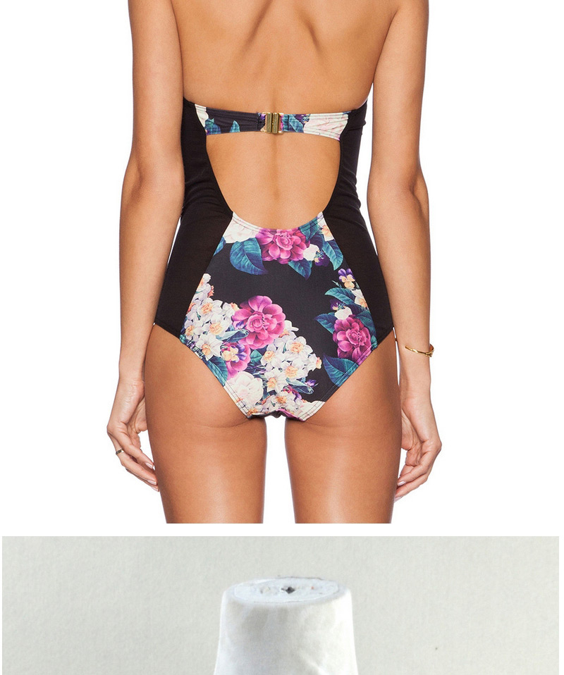 Sexy Multi-color Flower Shape Decorated Swimwear,One Pieces