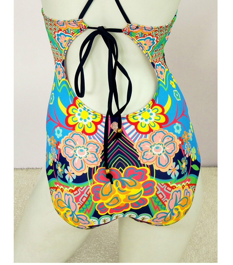 Bohemia Multi-color Flower Shape Decorated Swimwear,One Pieces
