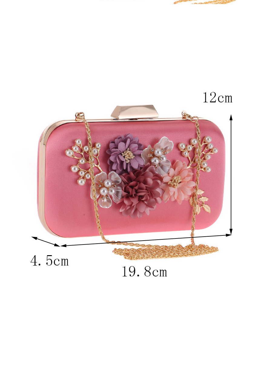 Elegant Dark Pink Flower Shape Decorated Hand Bag,Handbags