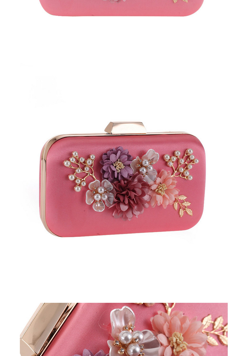 Elegant Dark Pink Flower Shape Decorated Hand Bag,Handbags