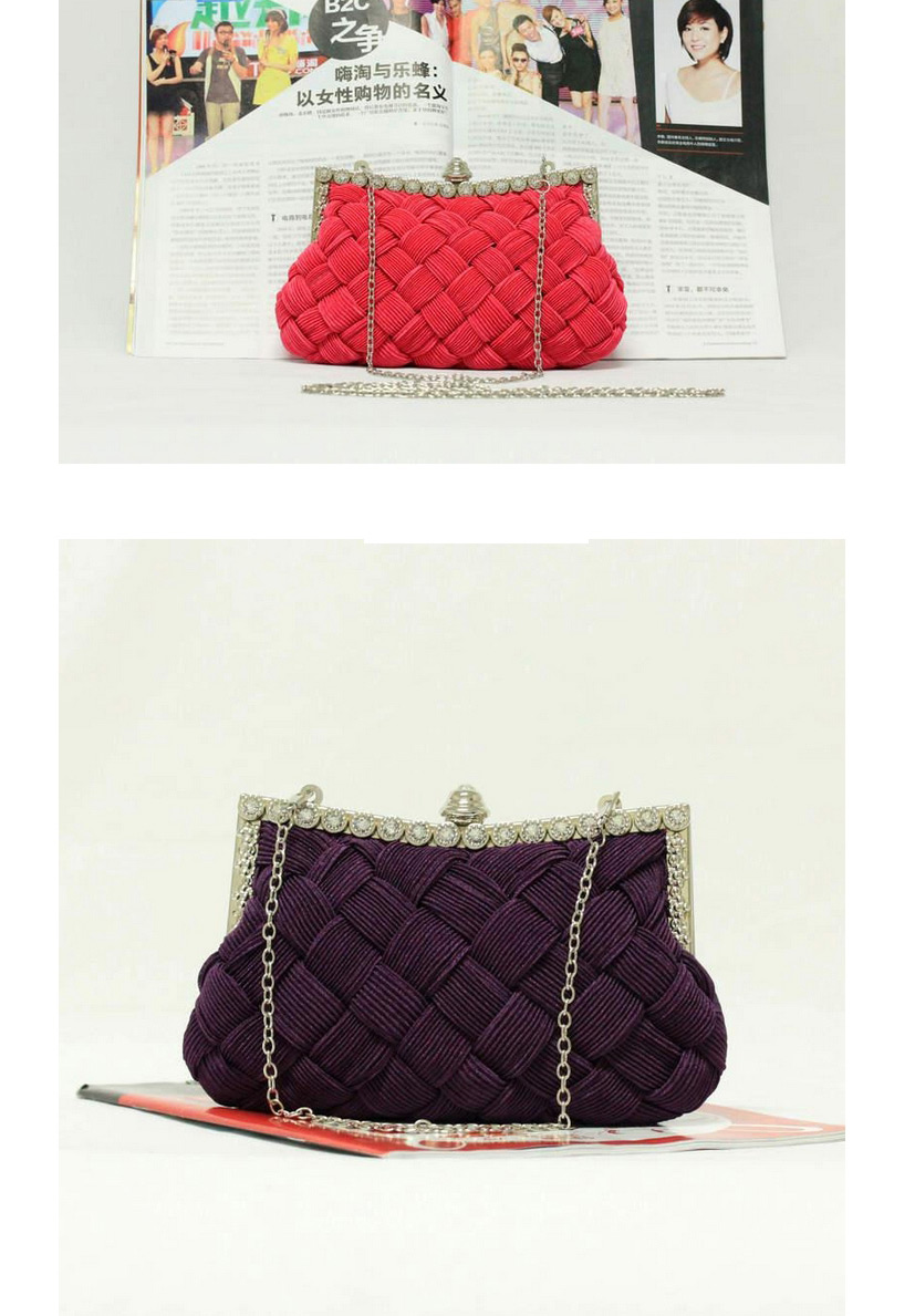 Elegant Purple Hand-woven Decorated Hand Bag,Handbags
