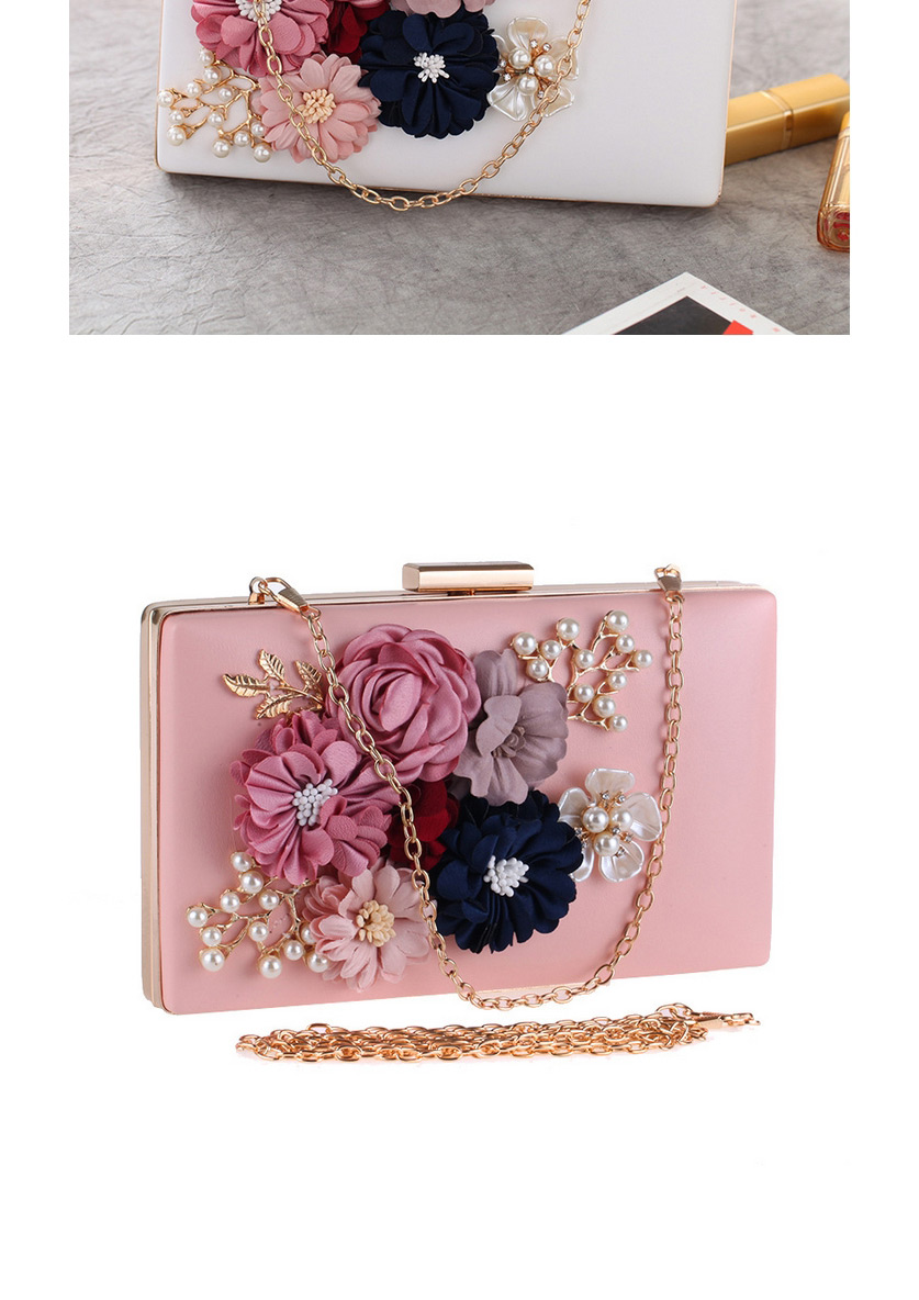 Elegant Pink Flower Shape Decorated Hand Bag,Handbags