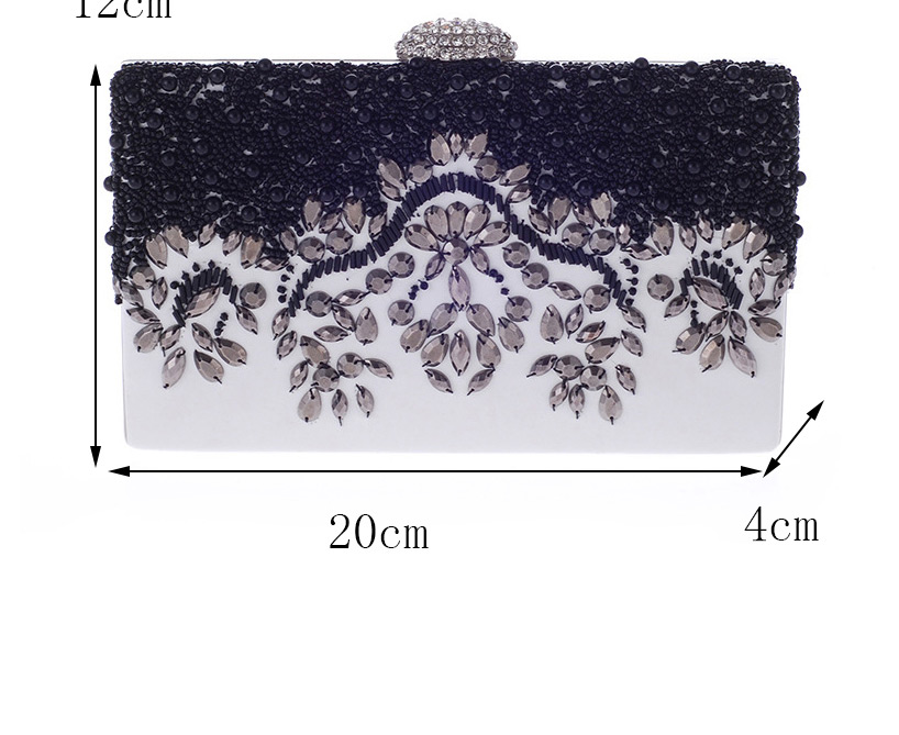 Luxury White+black Oval Shape Decorated Hand Bag,Handbags