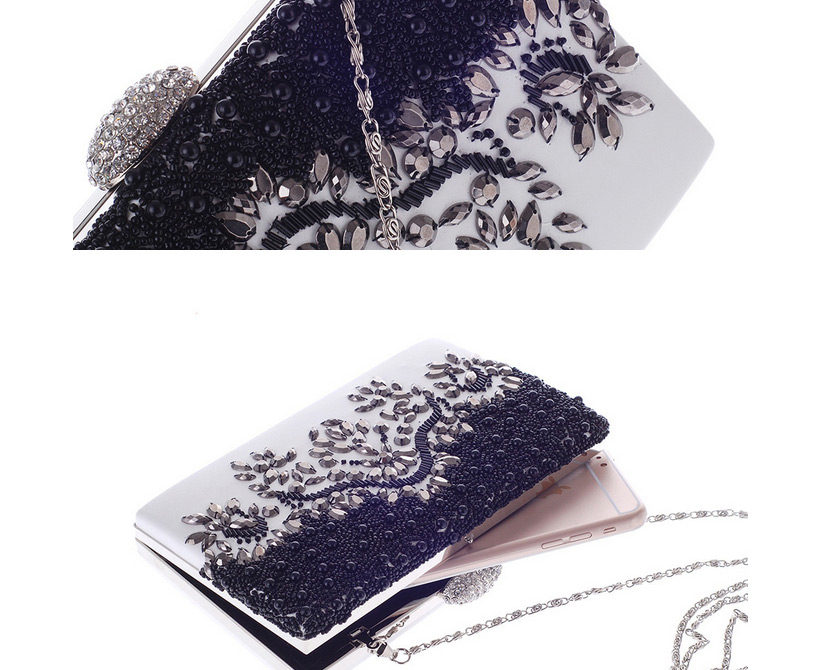 Luxury White+black Oval Shape Decorated Hand Bag,Handbags