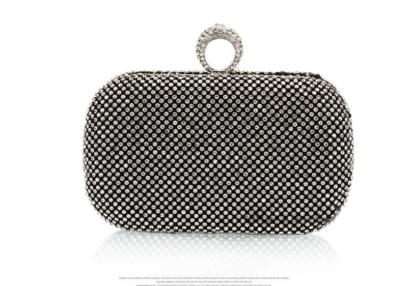 Luxury Black Round Shape Decorated Hand Bag,Handbags