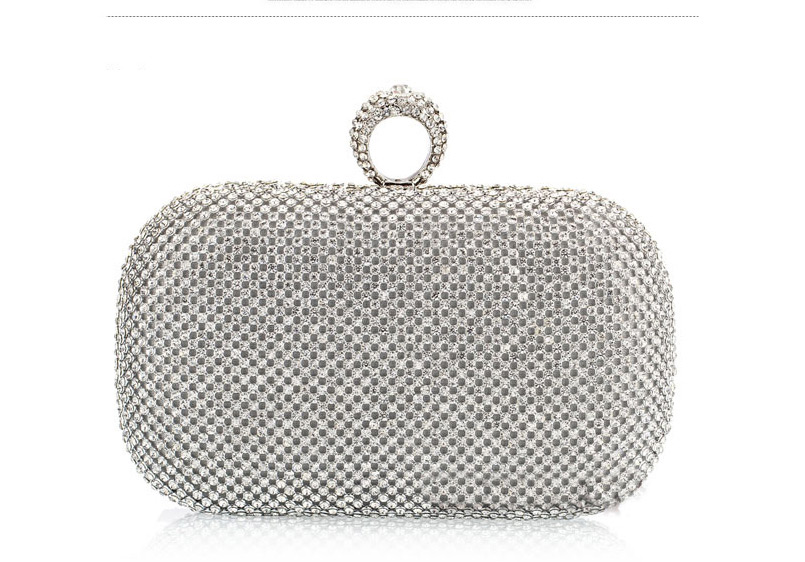 Luxury Silver Color Round Shape Decorated Hand Bag,Handbags