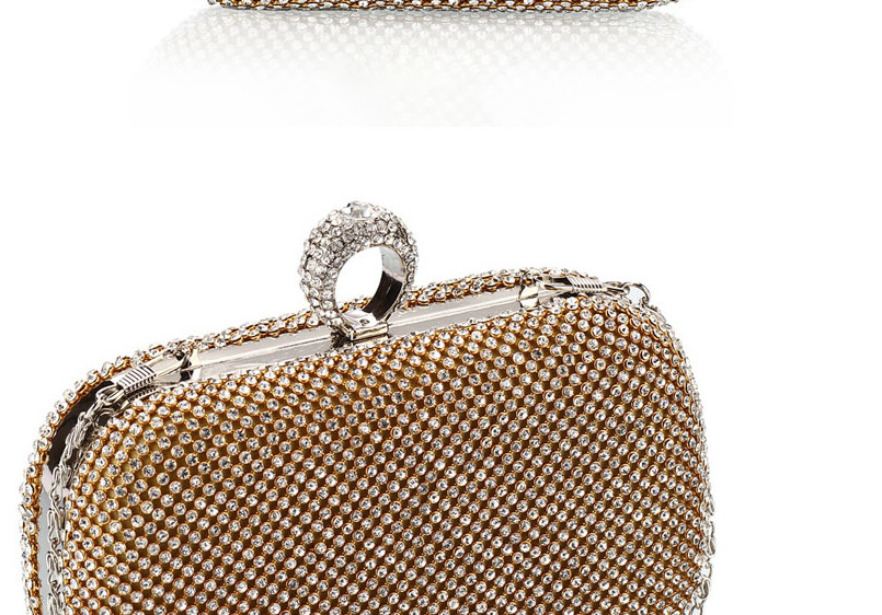 Luxury Gold Color Round Shape Decorated Hand Bag,Handbags