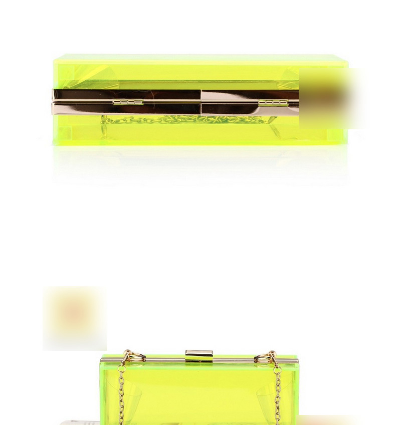 Fashion Yellow Pure Color Decorated Sqaure Shape Bag,Handbags