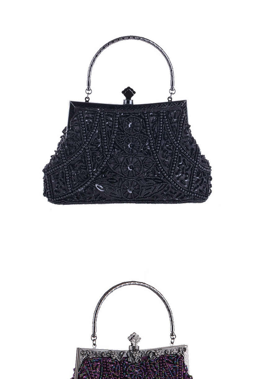 Elegant Black Leaf Shape Pattern Decorated Bag,Handbags