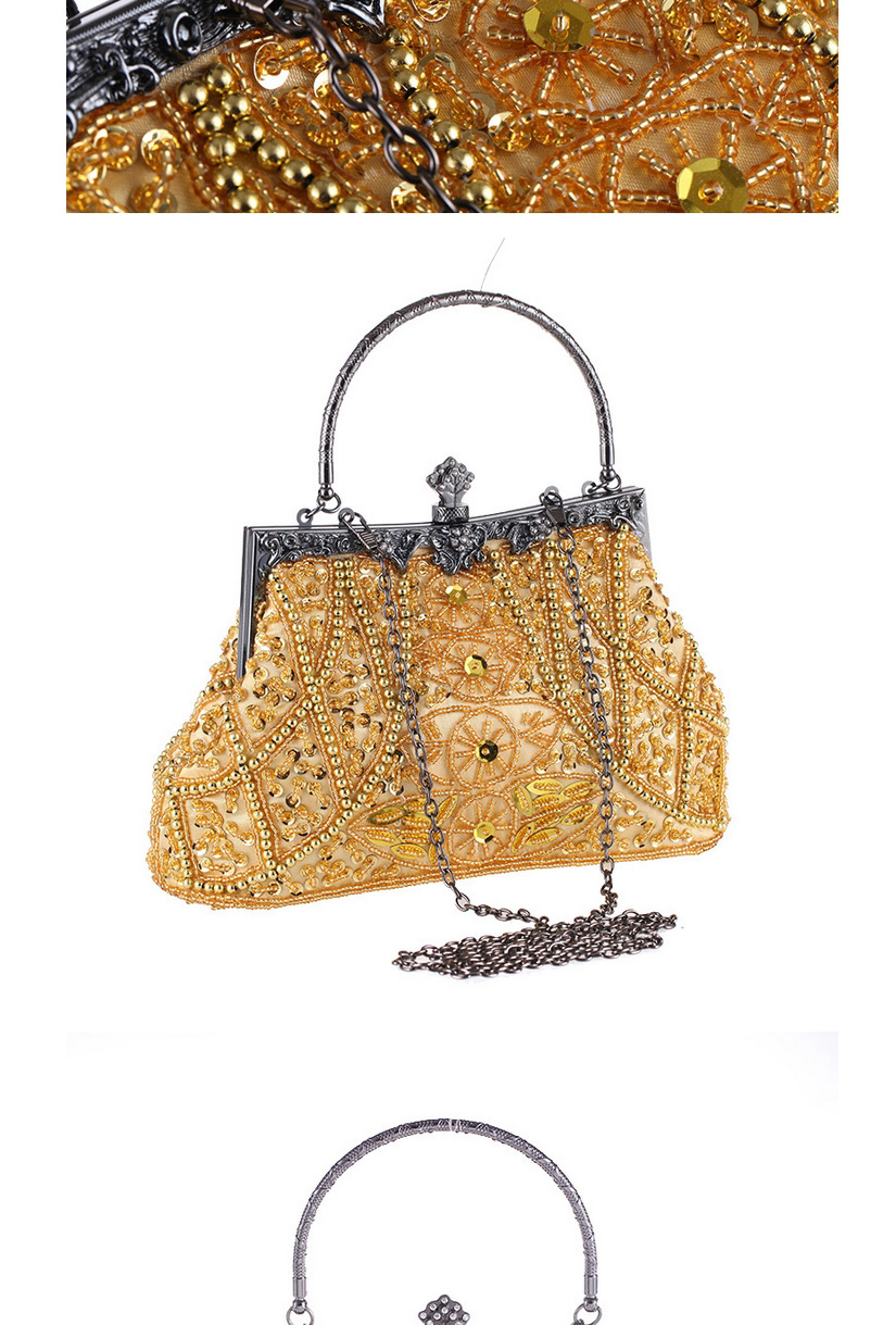 Elegant Champagne Leaf Shape Pattern Decorated Bag,Handbags