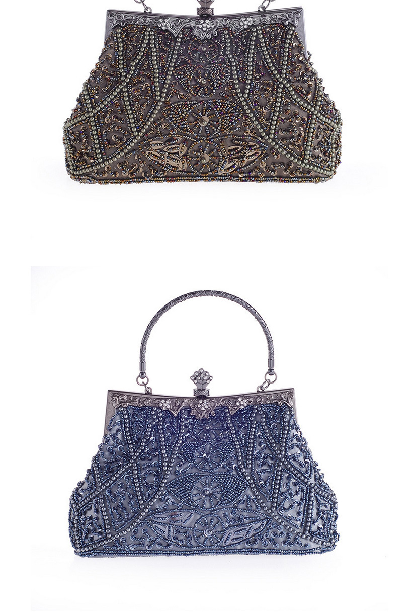 Elegant Silver Color Leaf Shape Pattern Decorated Bag,Handbags