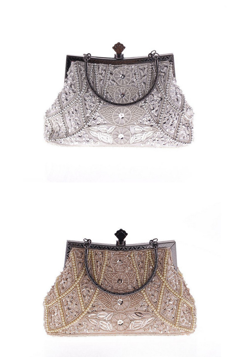 Elegant Silver Color Leaf Shape Pattern Decorated Bag,Handbags