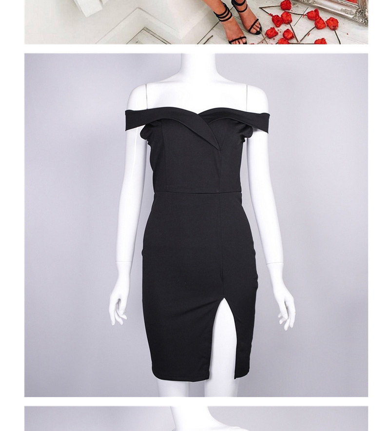 Elegant Black Off The Shoulder Decorated Dress,Mini & Short Dresses