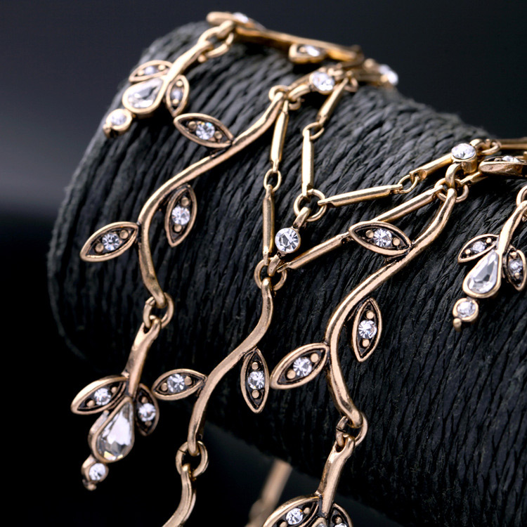Fashion Gold Color Leaf Shape Decorated Earrings,Multi Strand Necklaces
