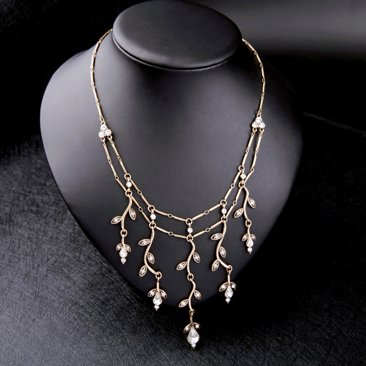 Fashion Gold Color Leaf Shape Decorated Earrings,Multi Strand Necklaces