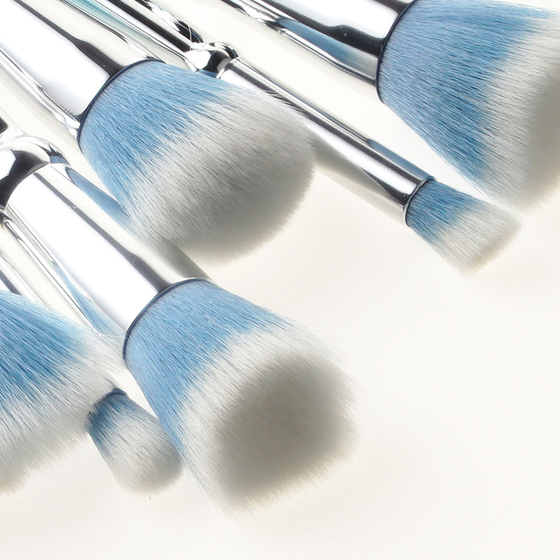 Fashion Blue Sector Shape Decorated Makeup Brush (10pcs),Beauty tools