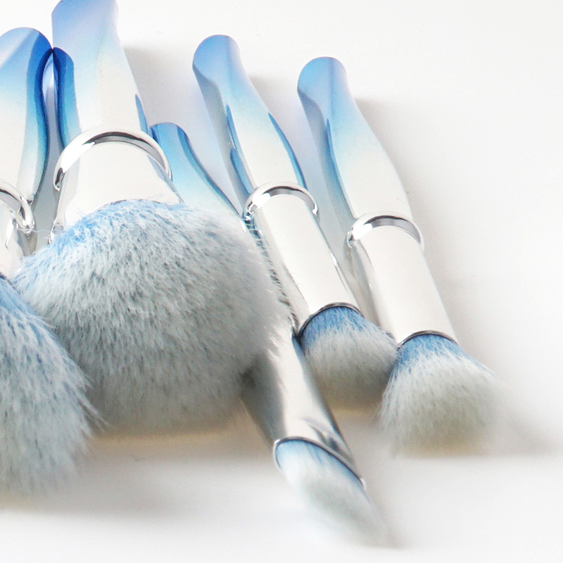 Fashion Blue Sector Shape Decorated Makeup Brush (10pcs),Beauty tools