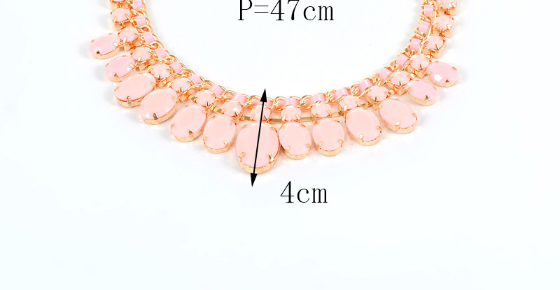 Fashion Pink Oval Shape Decorated Necklace,Bib Necklaces