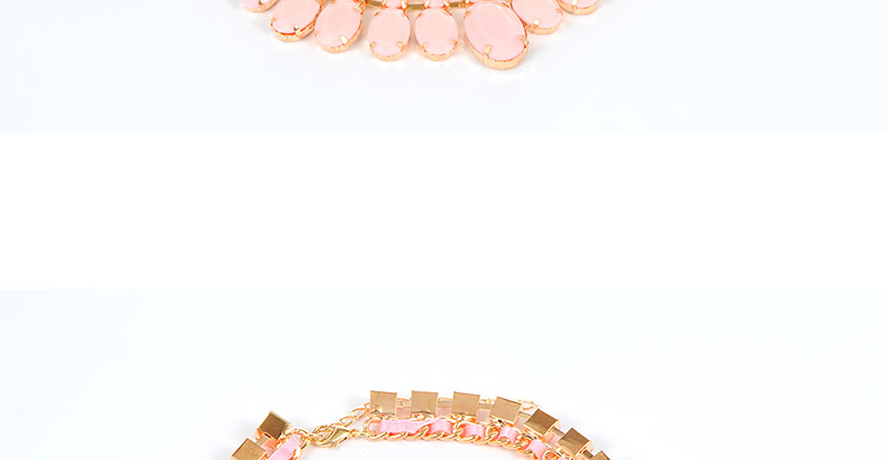 Fashion Pink Oval Shape Decorated Necklace,Bib Necklaces