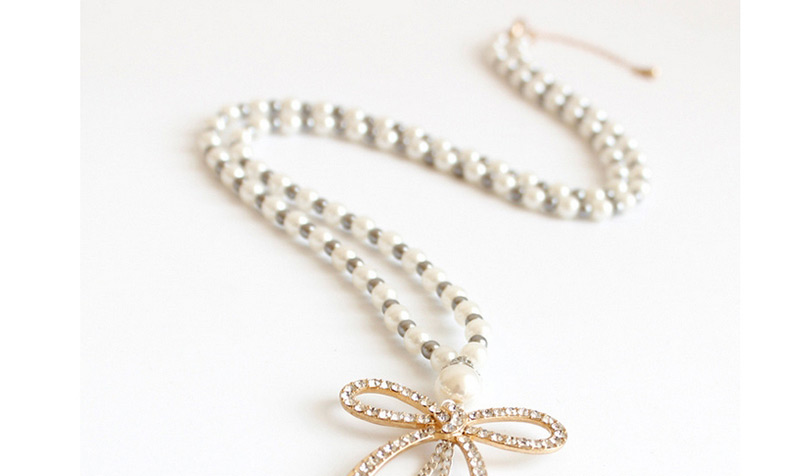 Fashion Gold Color Bowknot Shape Decorated Necklace,Beaded Necklaces
