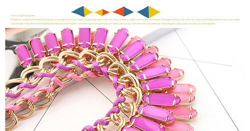 Trendy Pink Square Shape Diamond Decorated Pure Color Necklace,Pendants