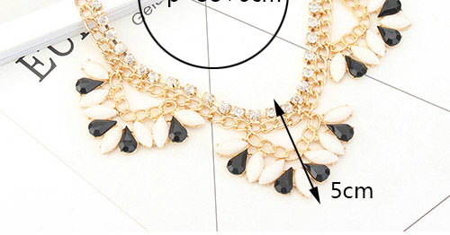 Fashion Blue Oval Shape Diamond Decorated Double Layer Necklace,Bib Necklaces