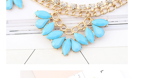 Fashion Yellow Oval Shape Diamond Decorated Double Layer Necklace,Pendants