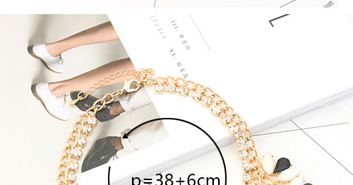 Fashion Black+white Oval Shape Diamond Decorated Double Layer Necklace,Chains