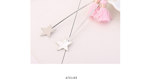 Fashion Pink Star Shape Decorated Tassel Earrings,Drop Earrings