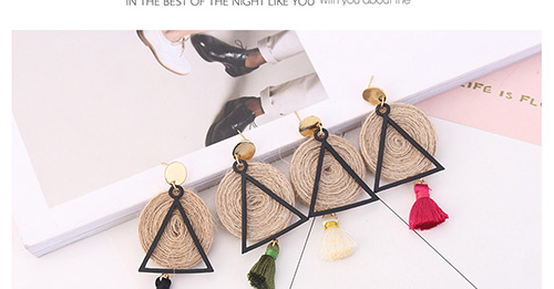 Personality Black Triangle Shape Decorated Tassel Earrings,Drop Earrings