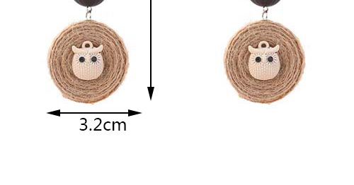 Bohemia Gray Owl Shape Decorated Round Long Earrings,Drop Earrings