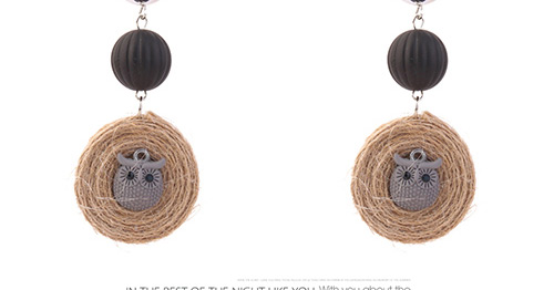 Bohemia Black Owl Shape Decorated Round Long Earrings,Drop Earrings