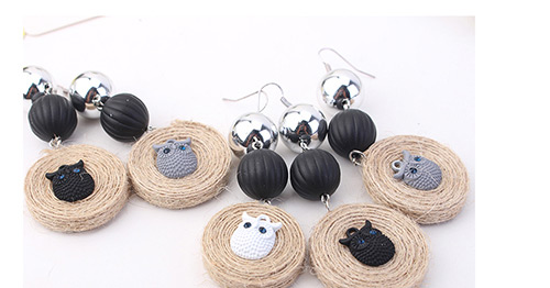 Bohemia Black Owl Shape Decorated Round Long Earrings,Drop Earrings