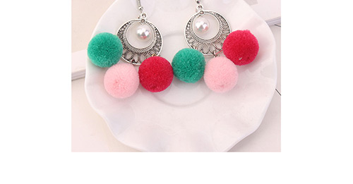 Bohemia Green Hollow Out Decorated Pom Earrings,Drop Earrings