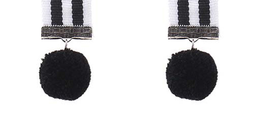 Retro Black Color-matching Decorated Pom Earrings,Drop Earrings