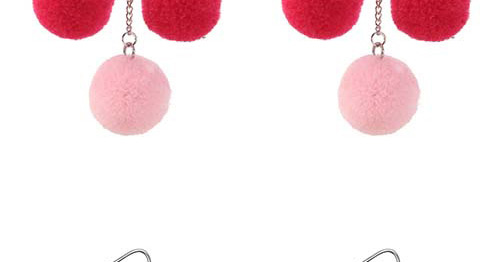 Lovely Red Heart Shape Decorated Pom Earrings,Drop Earrings