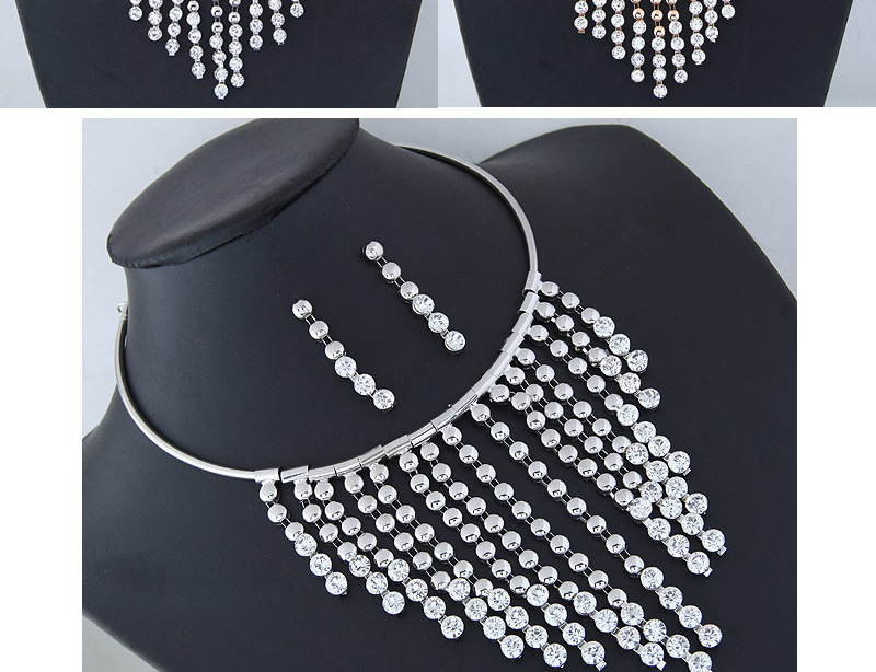 Fashion Silver Color Diamond Decorated Jewelry Set,Jewelry Sets